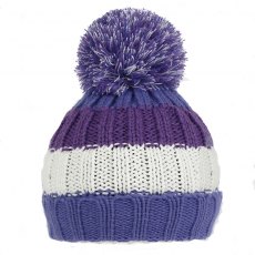 SSP Hats Ladies' Purple Stripe Knitted Bobble Hat SSP Hats Ladies' Purple Stripe Knitted Bobble Hat