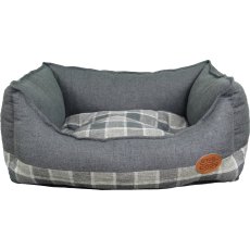Grey Square Checked Dog Bed