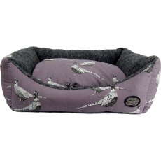 Purple Pheasant Print Rectangle Dog Bed