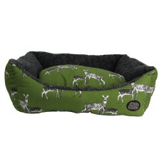 Sage Deer Print Rectangle Dog Bed