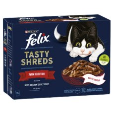 Felix Tasty Shreds Farm Selection In Gravy 12 x 80g