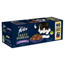 Felix Tasty Shreds Mixed Selection in Gravy Wet Cat Food 40x80g