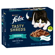 Felix Tasty Shreds Mixed Selection in Gravy Wet Cat Food 12x80g