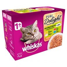 Whiskas 1+ Years Cat Pouch Pure Delight Meat & Fish 12x85g