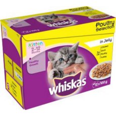 Whiskas Kitten 2-12 Months Poultry Selection Pouch In Jelly 12x100g