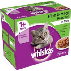 Whiskas 1+ Years Fish & Meat Selection Pouch In Jelly 12x100g