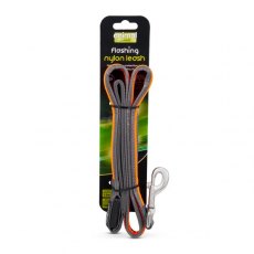 Animal Instincts Flashing Safety USB Nylon Leash Grey/Orange 1.2m