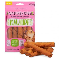 Natures Deli Smoked Rawhide Twists with Peanut Butter 150g