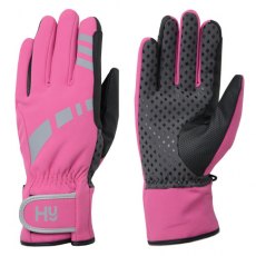 Hy Equestrian Reflective Waterproof Multipurpose Gloves Hot Pink/Grey Large