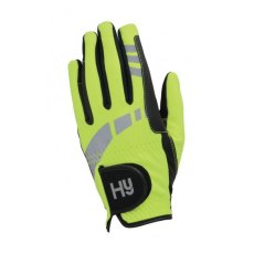 Hy Equestrian Reflective Riding Gloves Yellow