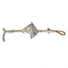 Shires Crop and Horse Head Stock Pin Gold