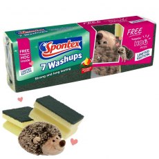 Washing Up Sponges 7 Pack & Hedgehog