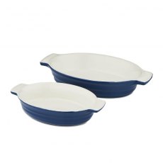 Barbary Oak Oval Oven Dish Blue 2 Pack