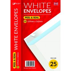 White Peel & Seal C5 Envelope 25 Pack