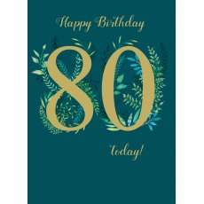 Birthday Card Age 80 Foliage