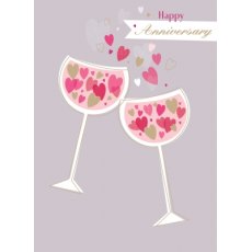 Anniversary Card Glasses Full Of Hearts