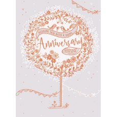 Anniversary Card Love Birds In Tree