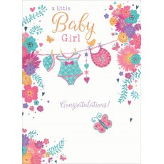 New Baby Girl Card Washing Line