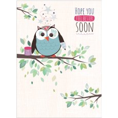 Get Well Soon Card Bandaged Owl