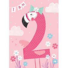 Birthday Card Age 2 Flamingo