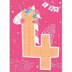 Birthday Card Age 4 Unicorn