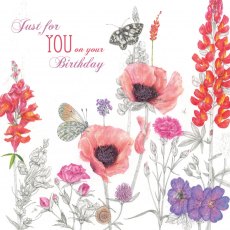 Birthday Card Poppies & Butterflies