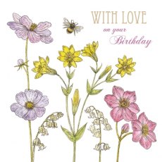 Birthday Card Anemone & Yellow Wort