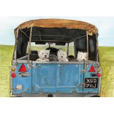 Westies In Land Rover Greetings Card