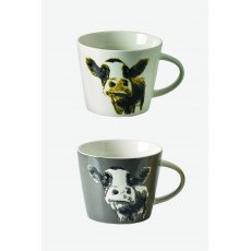 Moo Charcoal White Mug 2 Pack