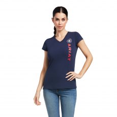 Ariat Vertical Logo T-Shirt Blue Size XS