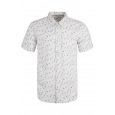 Weird Fish Keilor Short Sleeve Printed Tencel Shirt White