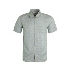 Weird Fish Keilor Short Sleeve Printed Tencel Shirt Pistachio