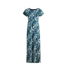 Weird Fish Mirren Organic Printed Maxi Dress Deep Sea Blue