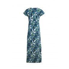Weird Fish Mirren Organic Printed Maxi Dress Deep Sea Blue