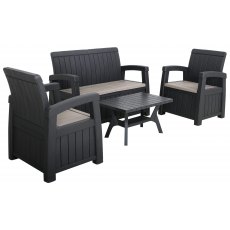 Bench Storage Set 4 Seater Black