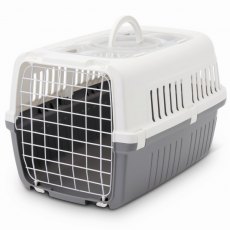 Zephos Plastic Pet Carrier Grey & White