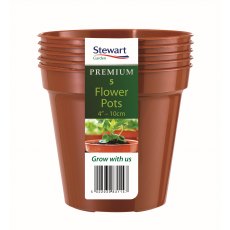 Stewart Plastic Flower Pots 10cm 5 Pack Terracotta