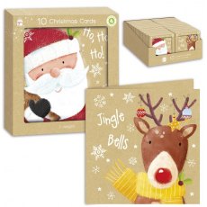 Xmas Card Kraft Characters 10 Pack