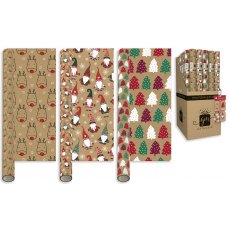 Gift Wrap Festive Kraft 2m Assorted