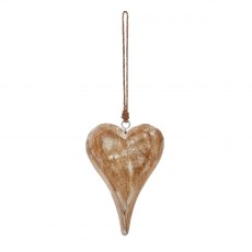 Mango Wood Hanging Heart 16cm