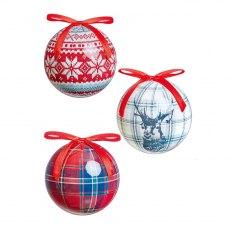 Deer & Plaid Bauble 7.5cm Assorted