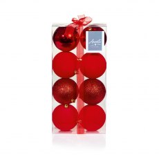 Red Glitter Bauble 8cm 8 Pack