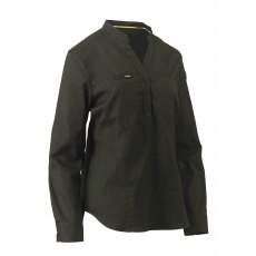 Bisley Stretch V-Neck Shirt Olive