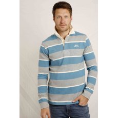 Weird Fish Laxton Organic Long Sleeve Striped Rugby Shirt Bluebird