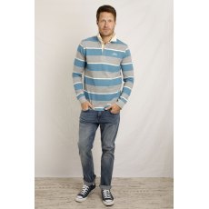 Weird Fish Laxton Organic Long Sleeve Striped Rugby Shirt Bluebird