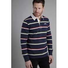 Weird Fish Laxton Organic Long Sleeve Striped Rugby Shirt Navy Blue Size XL