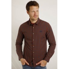 Weird Fish Lando Long Sleeve Check Shirt Burnt Henna