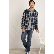 Weird Fish Broxton Herringbone Shirt Federal Blue