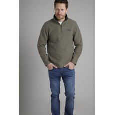 Weird Fish Newark Eco 1/4 Zip Grid Fleece Dark Olive