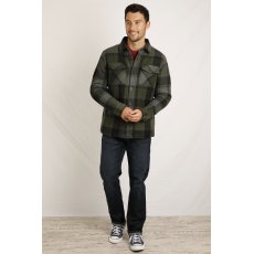 Weird Fish Cresseley Wool Blend Shacket Dark Olive